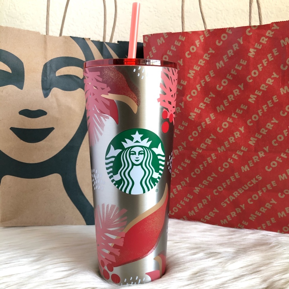 Starbucks Poinsettia Stainless Steel Cold Tumbler